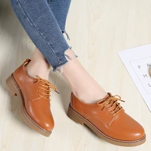 Размер 35-40, женские осенние кроссовки, обувь из мягкой кожи, Спортивная прогулочная обувь со шнуровкой для девушек, Женская нескользящая обувь на плоской подошве 3 см