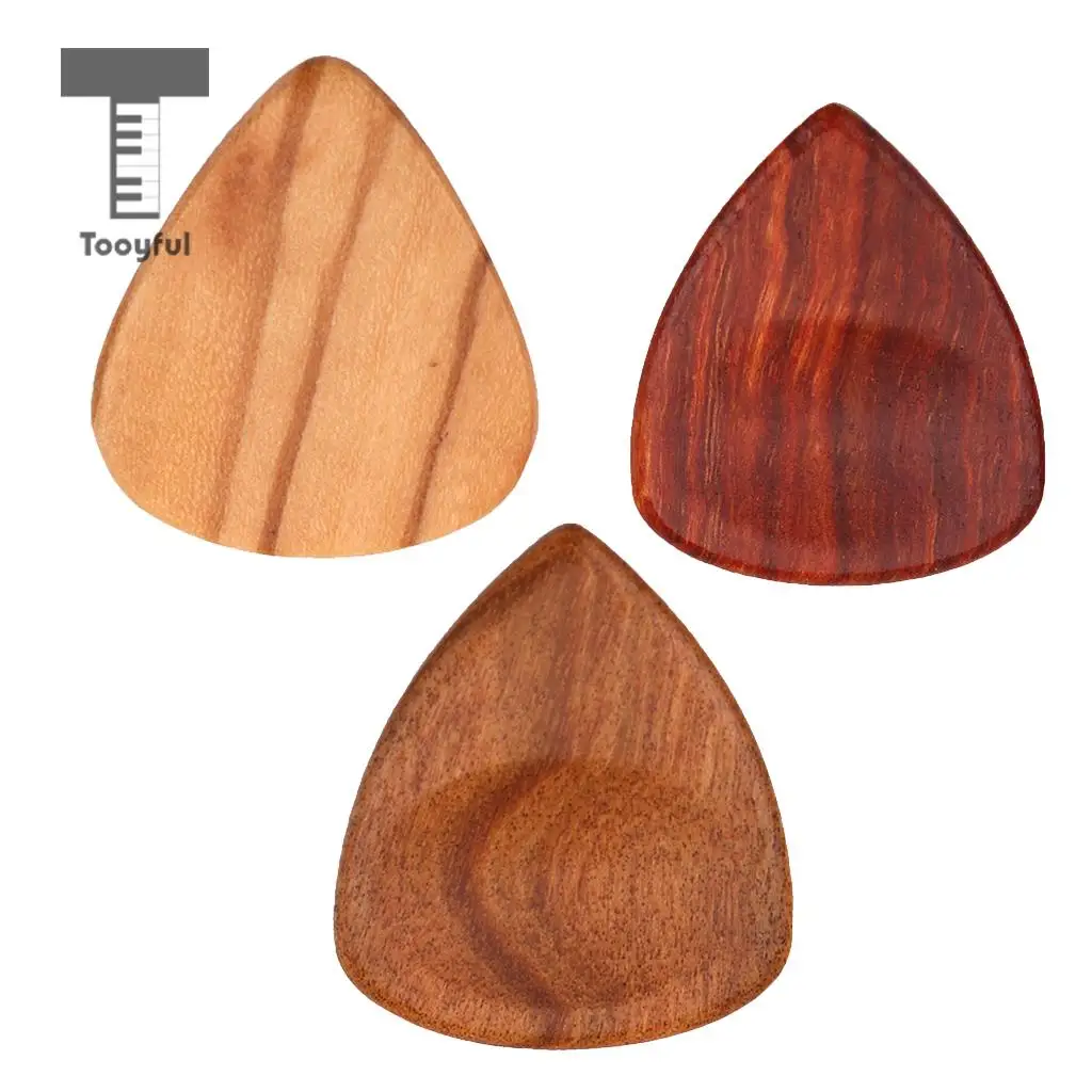 3pcs CHACATE PRETO/OLIVE Wood Grain Guitar Pick Plectrum for Acoustic Electric Guitar Uke Heart Shaped