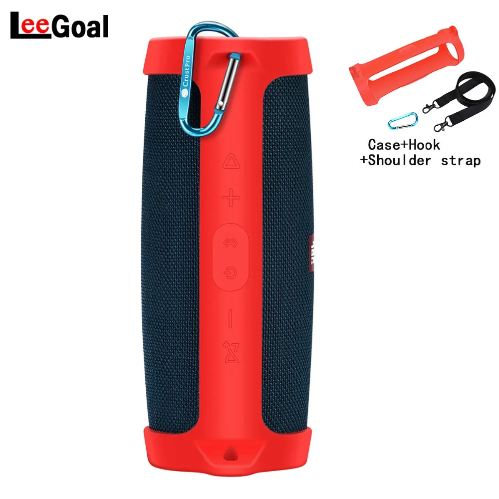 

3pcs/set Silicone Case for jbl Charge Seapker 4 with Anti-lost Hook long Shoulder Strap Waterproof Protective Carry Travel Box