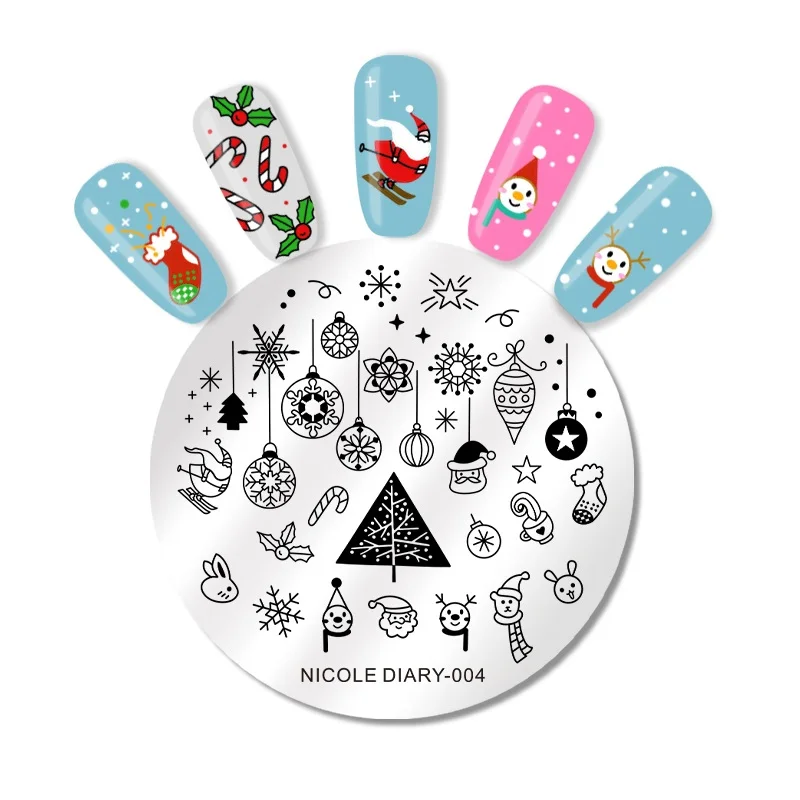 NICOLE дневник 6 мл стемпинг ногтей Покрытие красочный дизайн ногтей печать маникюрный лак DIY дизайн для рождества штамповки пластин - Цвет: ND004