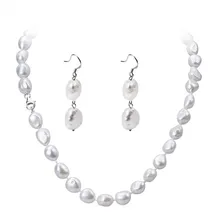 SNH AA 11 мм БАРОККО натуральный культивированный пресноводный жемчуг комплекты ювелирных украшений Женские Ювелирные серьги и ожерелье из стерлингового серебра застежка
