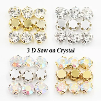 

Shine 144pcs SS16-SS50 CrystalAB Gold 3D Claws Rhinestones Sewing Strass Cup Base Crystal Stones Sew On Rhinestone For Clothes