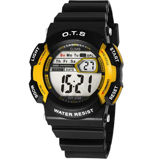 O. t. S детей Спортивные часы студенты LED цифровые часы Мода для Обувь для мальчиков и девочек Многофункциональный 50 м Водонепроницаемый