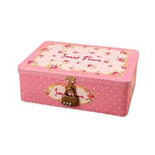 Retro Iron Key&Password Cosmetic Storage Box Desktop Skin Care Jewelry Lipstick Makeup Mask Container Sundries Organizer