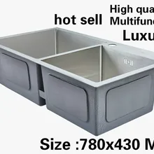 Домашний Многофункциональный vogue кухня ручная раковина двойной паз мыть овощи 304 нержавеющая сталь Горячая 78x43 см