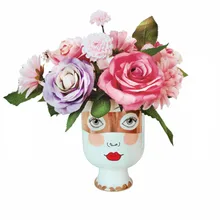 Девушка голова матовый стол ваза для цветов женщина лицо Золотой глаз маска Цветочная композиция большой рот стол горшок домашняя декоративная бутылка X1925