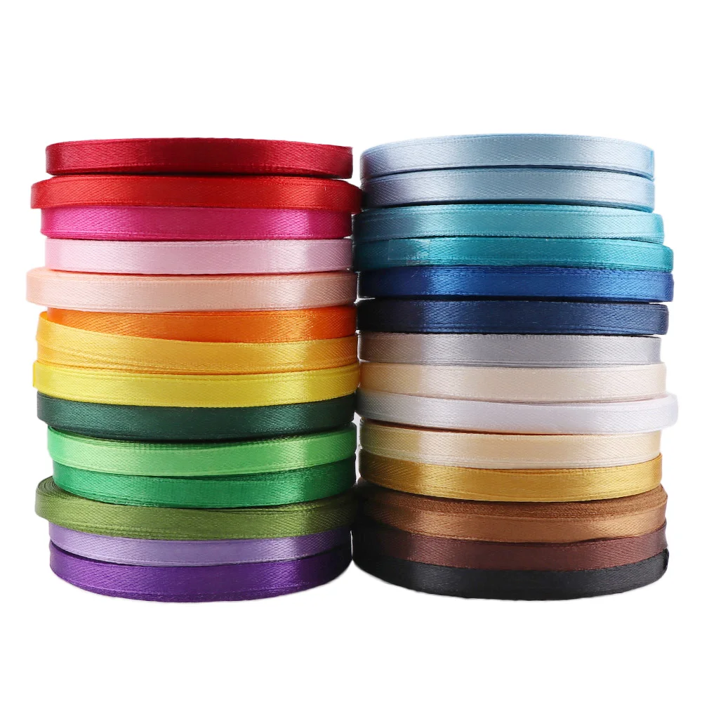 

6mm 25 Yards/Roll Silk Satin Ribbon Party Home Wedding Decoration Gift Wrapping Christmas New Year DIY Handmade Materials
