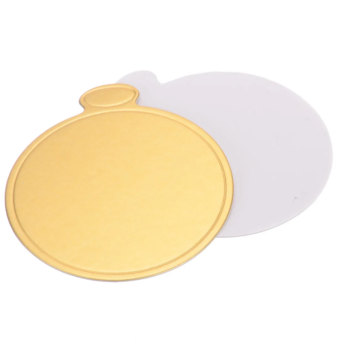 Mayitr 100Pcs/set Round Mousse Cake Boards Gold Paper Displays  Cupcake Dessert Tray Wedding Birthday Pastry Decor
