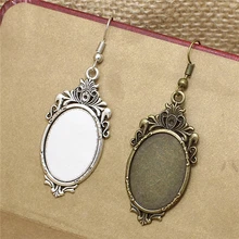 12 шт./лот 18*25 мм два цвета овальные кабошоны установка серьги База Кабошон Камея Настройки подходит для Висячие серьги DIY T569