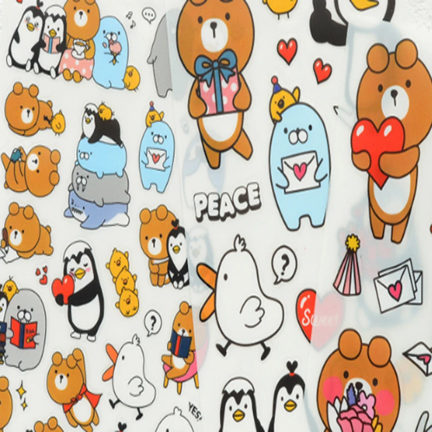 

3pcs/lot Cute Writing bear penguin bear Adhesive Stickers Diary Planner Decoration Stickers Scrapbooking DIY Stationery Stickers