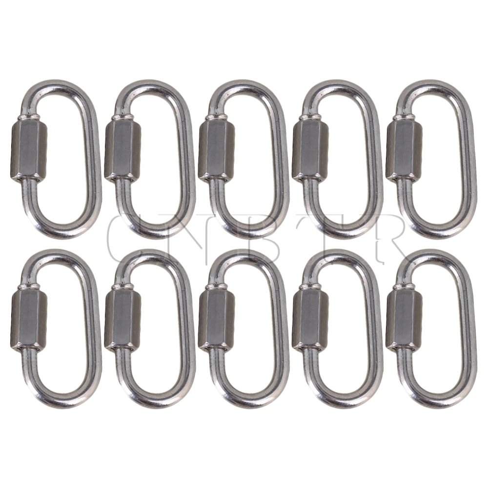 

CNBTR Silver M3.5 Silver 304 Stainless Steel Quick Link Chain Fastener Carabiner Lock Ring Hook with Threaded Nut Pack of 10