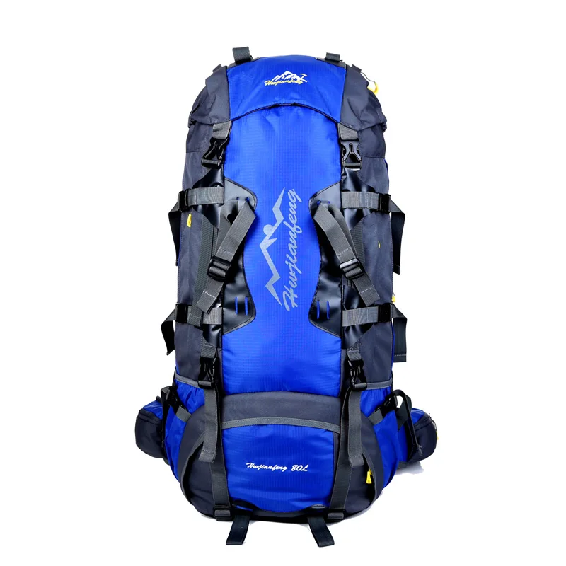 80L большой открытый рюкзак для альпинизма кемпинг дорожная сумка унисекс рюкзаки водонепроницаемый походный рюкзак Кемпинг альпинистская сумка - Цвет: Blue