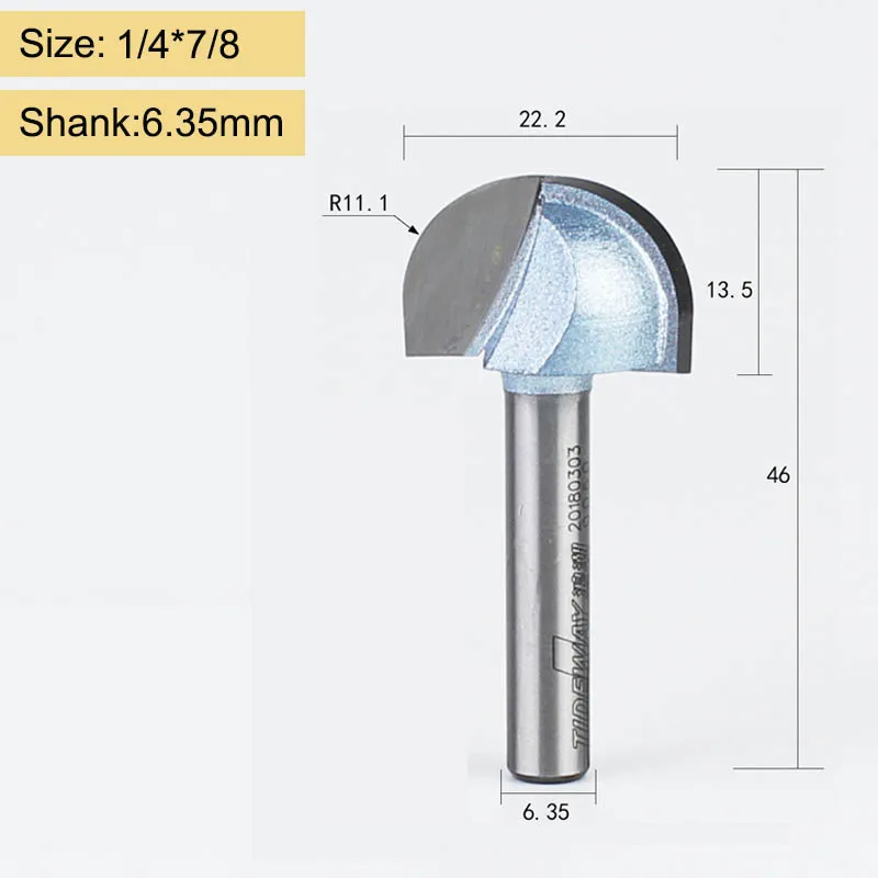 Tideway промышленный Коув коробка бит фрезы 1/2 1/4 хвостовик круглый носовой инструмент для отделки дерева гравировка деревообрабатывающие фрезы - Длина режущей кромки: Y00208