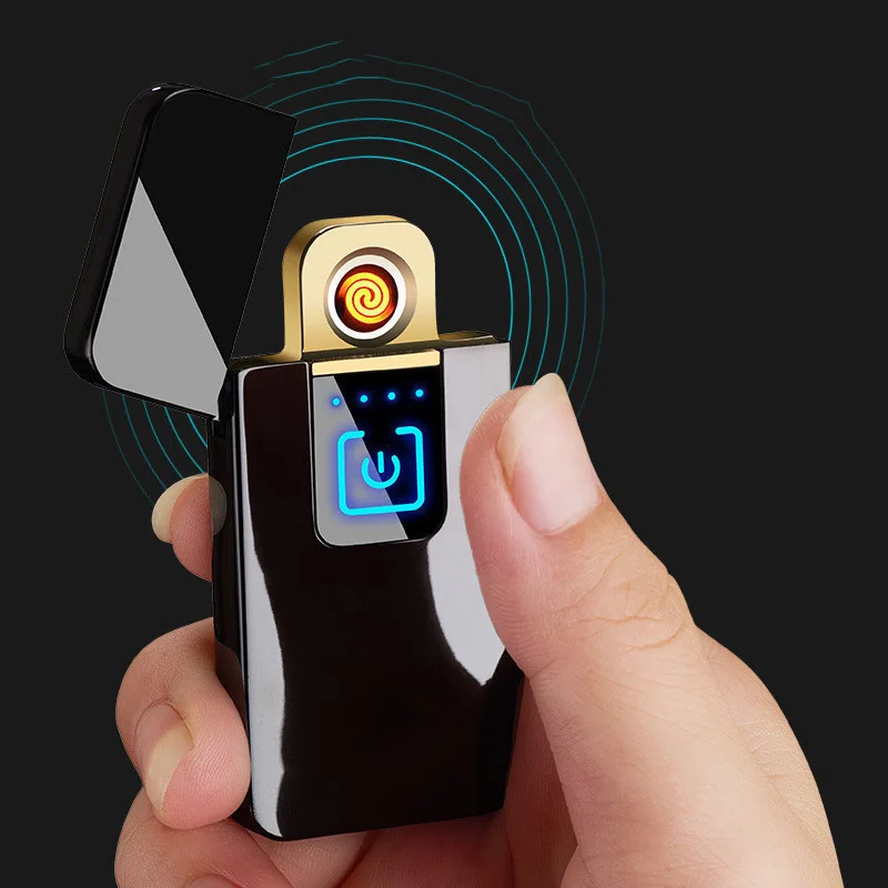 

Mini charging lighter LCD screen manual line touch sensor switch metal usb line lighter wholesale can be discounted