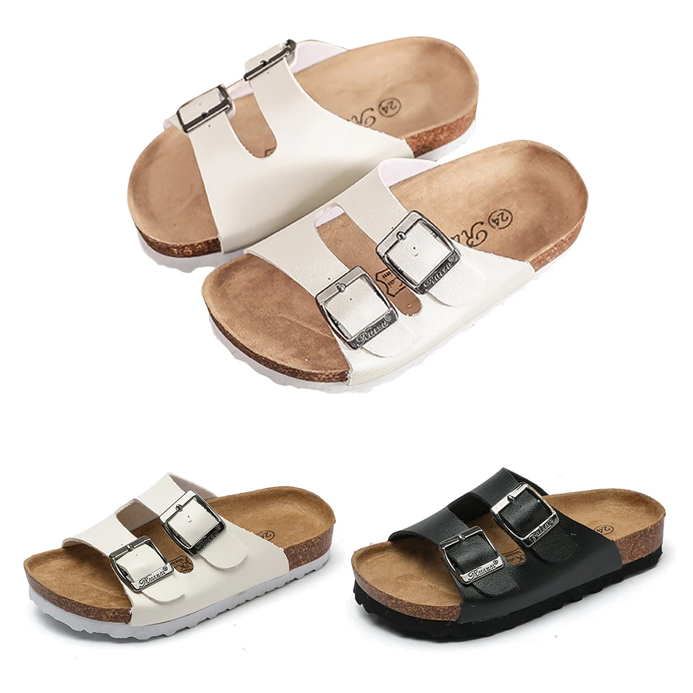 

Children Cork Slippers Fashion 2019 Summer Boys Sandals Kids Children Leather Shoes Breathable Slip On Child Girls Sandals P25