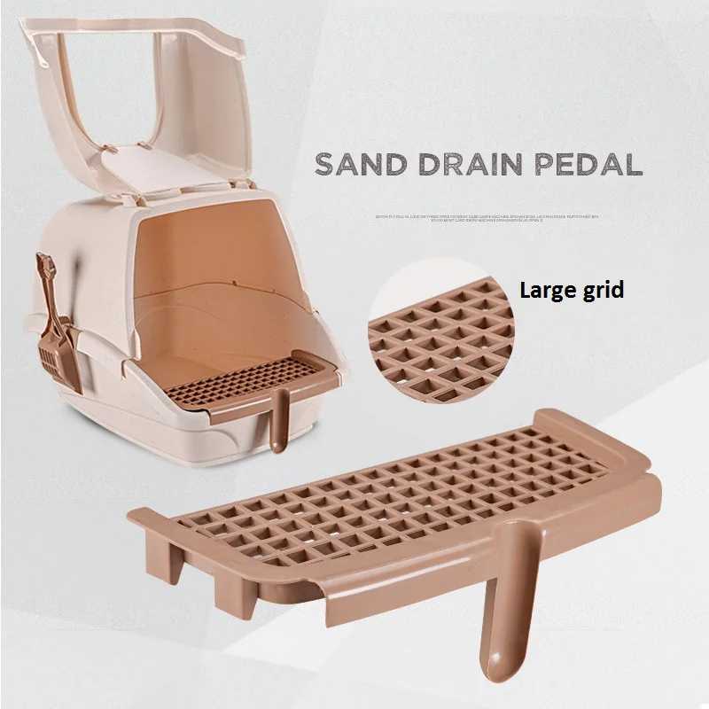 Big Size Cat Litter Box , Easy Clean Fully Enclosed Cat Toilet , Reduce Litter Scatter Up to 95% , w/ Shovel & Sand Drain Pedal