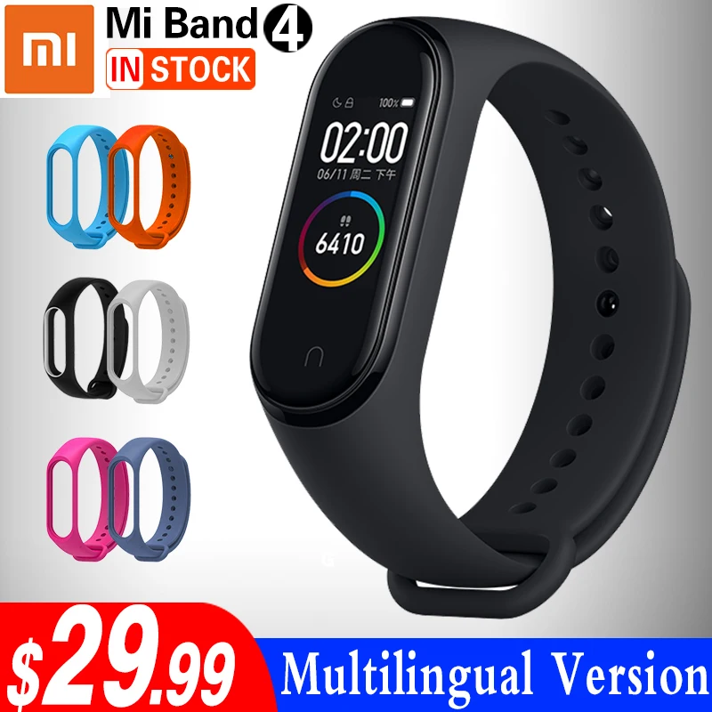 Оригинальный Xiaomi Mi Band 4 Smart 0 95 дюймов AMOLED полноцветный экран Bluetooth 5 браслет 50 м
