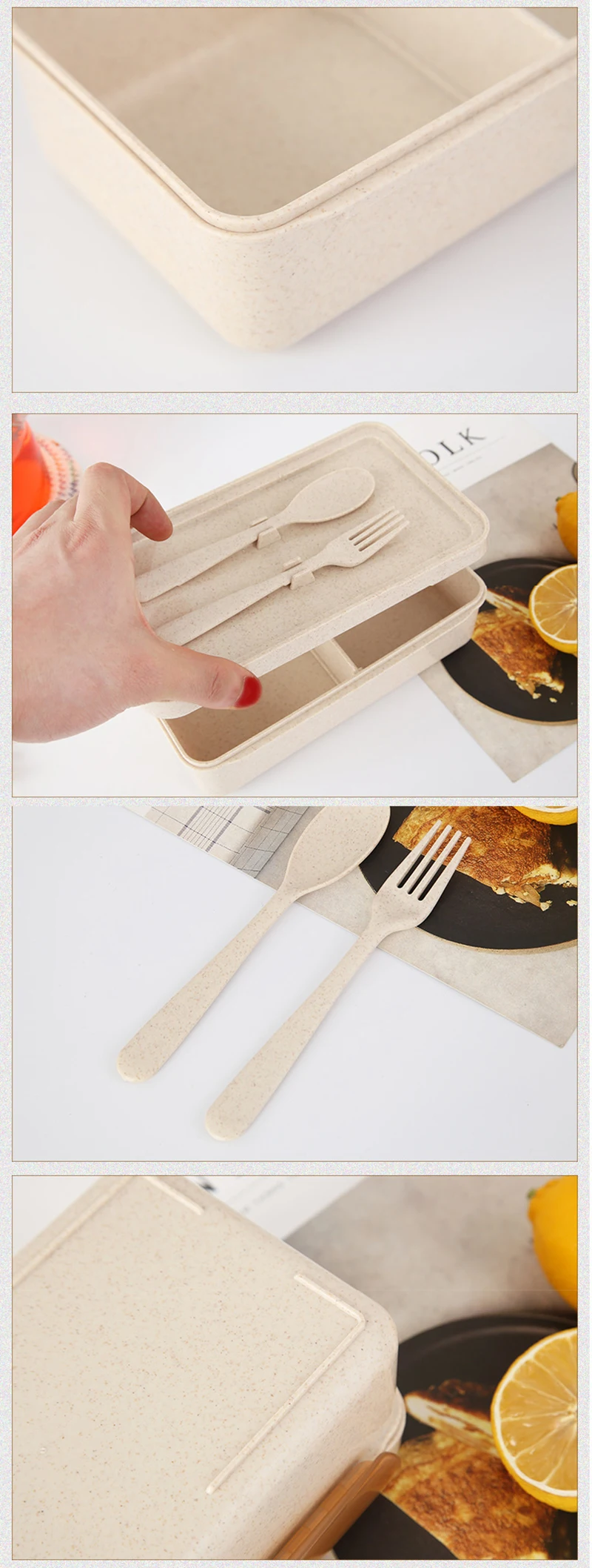 TUUTH Wheat Straw Lunch Box Movable Partition Design Microwave Heating Portable Lunch Box for Kids Picnic School Food Container B1