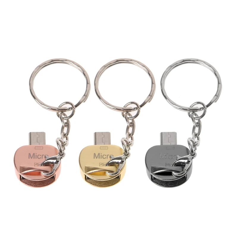 

OOTDTY Metal Micro USB Male To USB 2.0 A Female OTG Data Converter Accessory Bundles With Key Chain