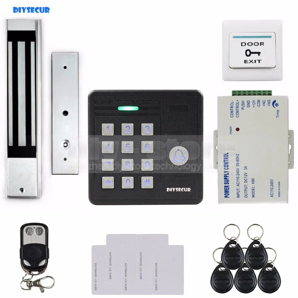 

DIYSECUR Waterproof 125KHz Rfid Card Reader Access Control + 280Kg Waterproof Electric Magnetic Lock Access Control Security Kit