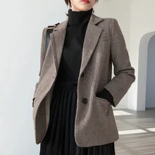 ^^Best Offers Retro single-breasted office ladies plaid suit jacket long-sleeved loose houndstooth suit jacket ladies suit jacket female 2019 ^^Best Offers Retro single-breasted office ladies plaid suit jacket long-sleeved loose houndstooth suit jacket ladies suit jacket female 2019