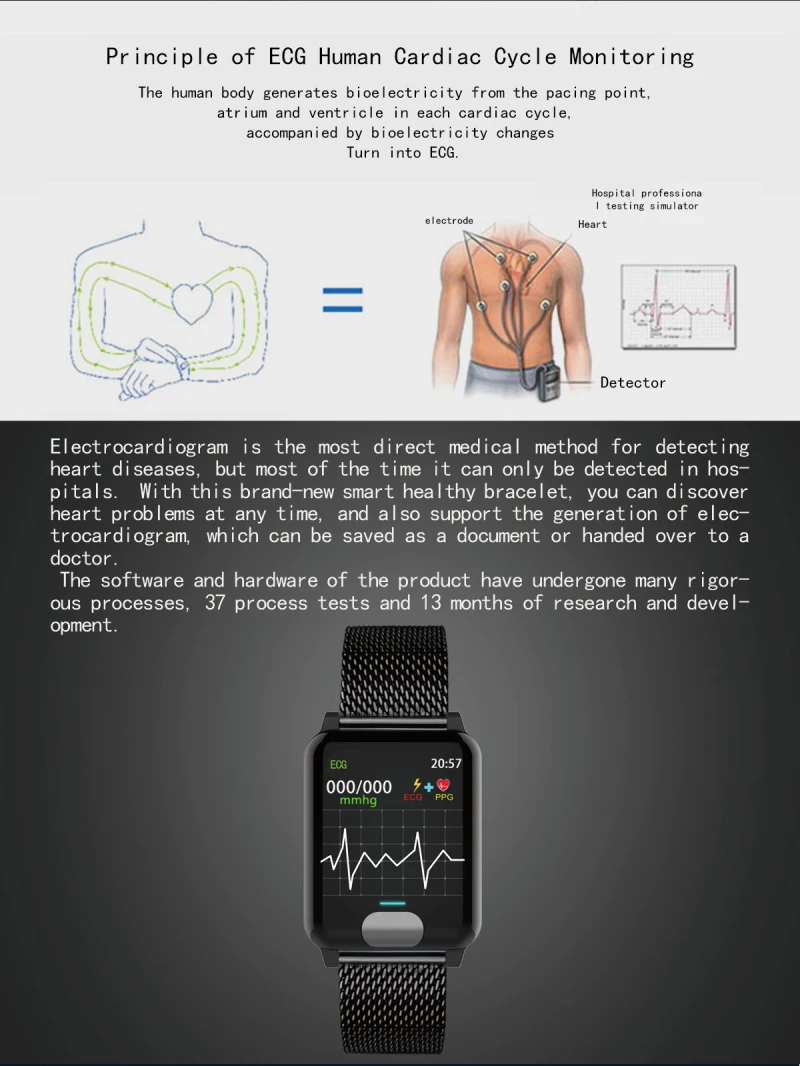 Gps Smartwatch водонепроницаемые умные часы ECG PPG измерение артериального давления фитнес-трекер Браслет Пульс для IOS телефона