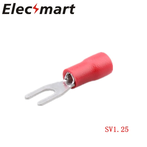 

SV1.25-5 Copper Spade Fork Insulated Wire Connector Electrical Crimp Terminal Cable Wire Connector 100PCS/Pack