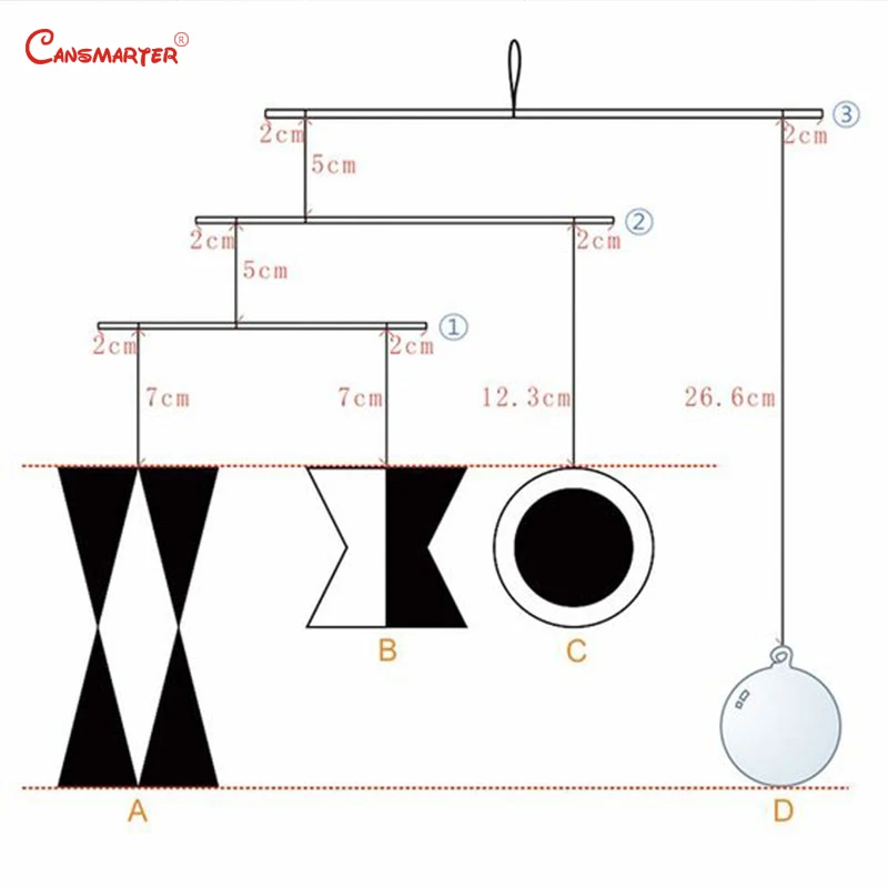  DIY Munari Mobile Montessori for Infants Toddlers Hanging Mobiles Black WhiteToy Baby Visual Practi