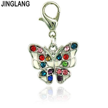 

JINGLANG Fashion Lobster Clasp Charms Enamel Multicolor Rhinestone Butterfly Animals Charms DIY For Jewelry Making Accessories