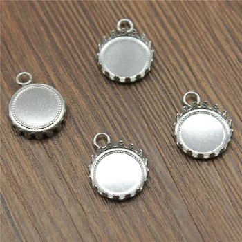 

20pcs Fit 15mm 12mm Glass Cabochon Stainless Steel Material Crown Edge Base Setting Charms Tray Jewelry Findings & Components