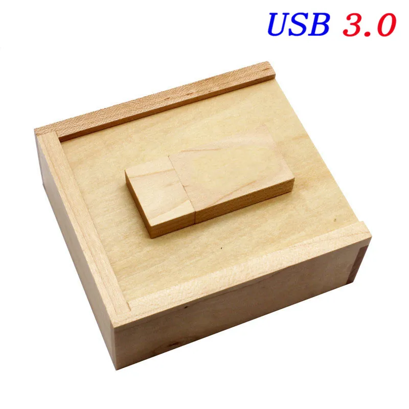 JASTER USB 3,0(более 10 шт бесплатный логотип) клен деревянное сердце usb+ коробка usb флэш-накопитель 4 ГБ/64 Гб свадебные подарки 10,5*10,5 мм - Цвет: Maple wood box