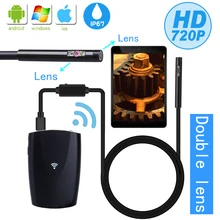 WDLUCKY двойной объектив 6 мм эндоскоп камера Wifi гибкий IP67 водонепроницаемый осмотр бороскоп камера для Android ПК ноутбук 6 светодиодов