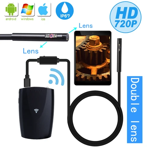 Flexível à Prova Câmera para Android Wdlucky Lente Dupla Câmera Endoscópio Wifi Ip67 Dip67 Água Inspeção Borescope pc Notebook 6 Leds 6mm