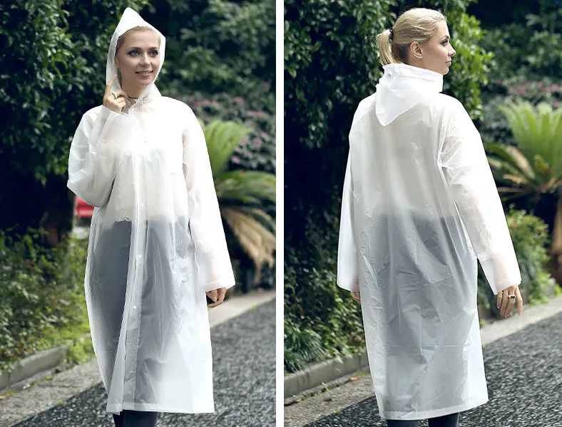 16.Fashion Adult Women Raincoat Rain jacket Outdoor Travel Eva Transparent Rain Gear Poncho Coat Waterproof Long Rainwear