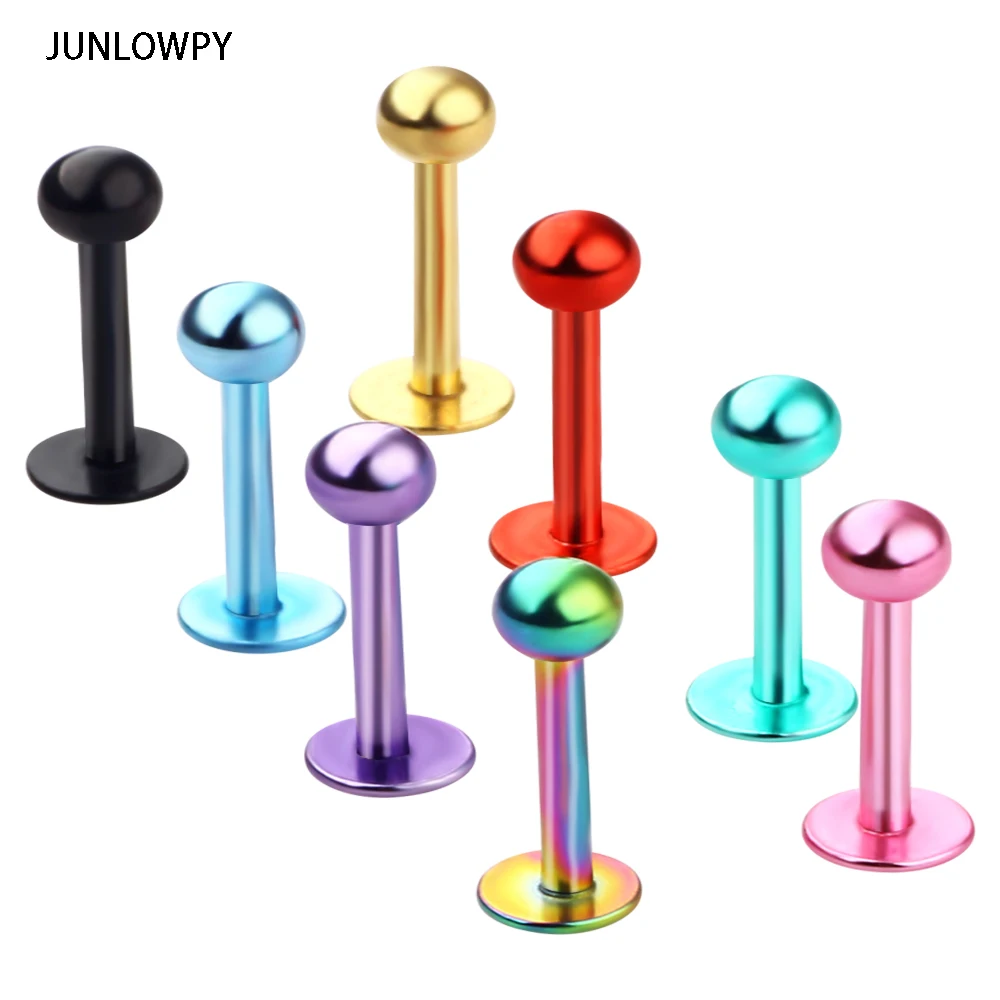 

JUNLOWPY Surgical Steel Hypoallergenic Lip Rings Labret Studs 16g 8mm Labret Monroe Lip Ring Tragus Helix Earring Stud Piercing