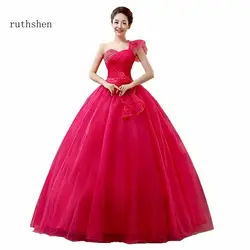 Ruthshen Vestidos дебютантка пышное платье на одно плечо Beadings рюшами желтый розовый красный Бал-маскарад платья 2018