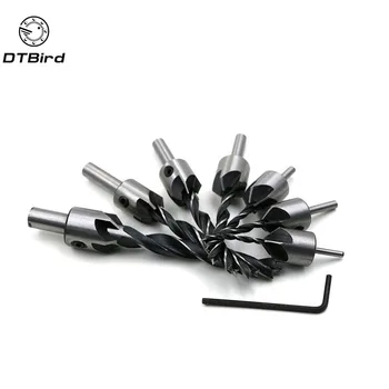 

7pcs 5 Flute Countersink Drills Bit HSS Drills Bit Reamer Set For Woodworking Chamfer 3-10mm