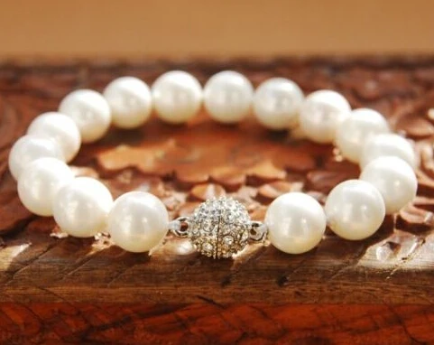 

001871 Handmade Pretty 10mm White Mother of Pearl Shell Pearl Bracelet Bangle 8'' 2pc Natural >>> -Top quality free shipping