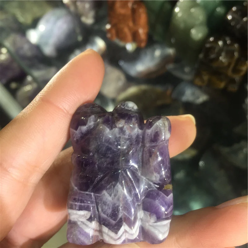 

Natural dream amethyst crystal carved fortune cat for home decor