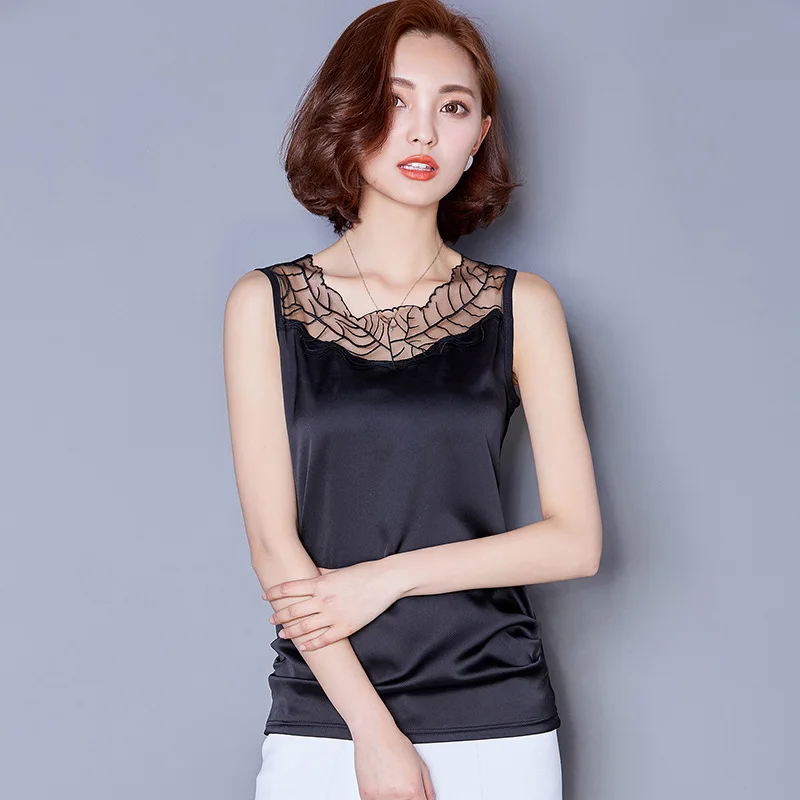 

Summer Fashion Women Hollow Out Loose Sleeveless Silk Camis Tank Tops Vest