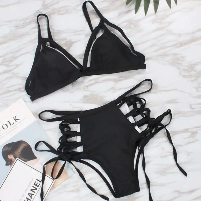 

US Sexy Womens Padded Bikini Set Beach Swimsuit Bathing Suit Summer Hot Female Bandage Swimwear High Waist Beachwear