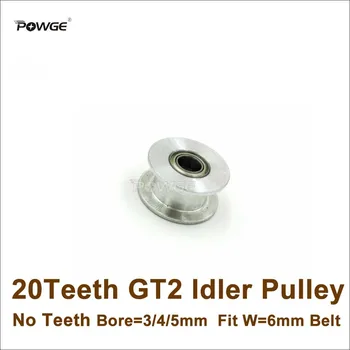 

POWGE 20 Teeth 2GT Idler Pulley Bore 3/4/5mm No Teeth Passive Pulley 20T 20 Geer GT2 Idle Pulley For Width 6mm GT2 Belt