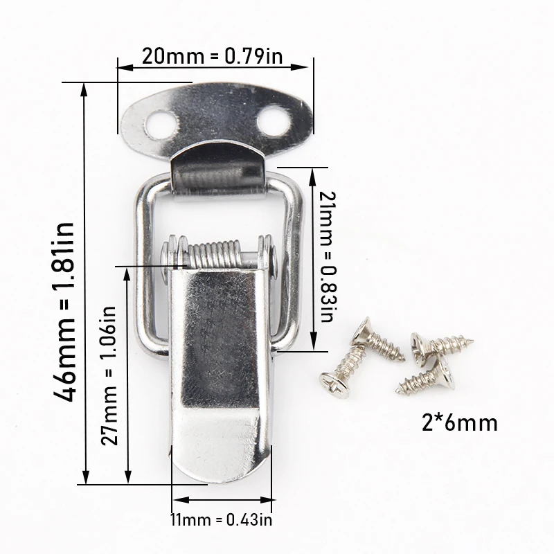 Замок для багажа на застежке, фурнитура для шкафа, коробки с пружинной защелкой, защелкой, Засов 46*20 мм, стальной засов для раздвижных дверей, фурнитура для окна - Цвет: S Size