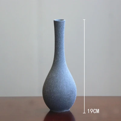 Оригинальная ваза для украшения интерьера Современная шлифованная керамическая ваза настольная керамическая ваза украшение дома аксессуары синий серый черный - Цвет: gray 19cm