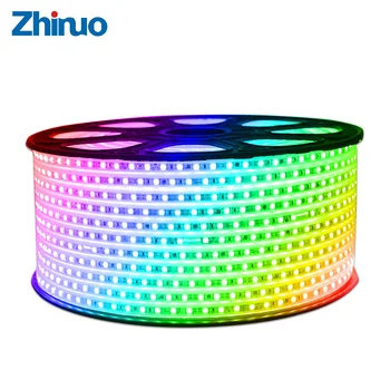 

High Quality LED Strip SMD5050 Waterproof Type RGB 60Leds/m AC220V Flexible Light +Remote Control Party Decoration Light Home
