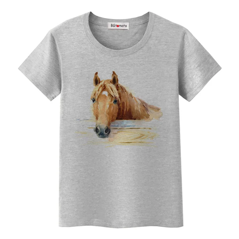 BGtomato, супер крутая футболка с 3D лошадью, крутые летние топы, горячая Распродажа, Забавные футболки, бренд, Повседневная рубашка, Милая футболка с 3D лошадью - Цвет: 4