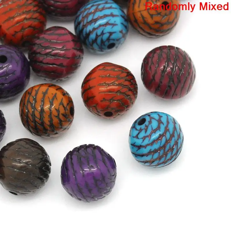 

DoreenBeads Acrylic Spacer Beads Round Mixed Stripe Pattern About 10mm( 3/8") Dia, Hole: Approx 1.2mm, 25 PCs