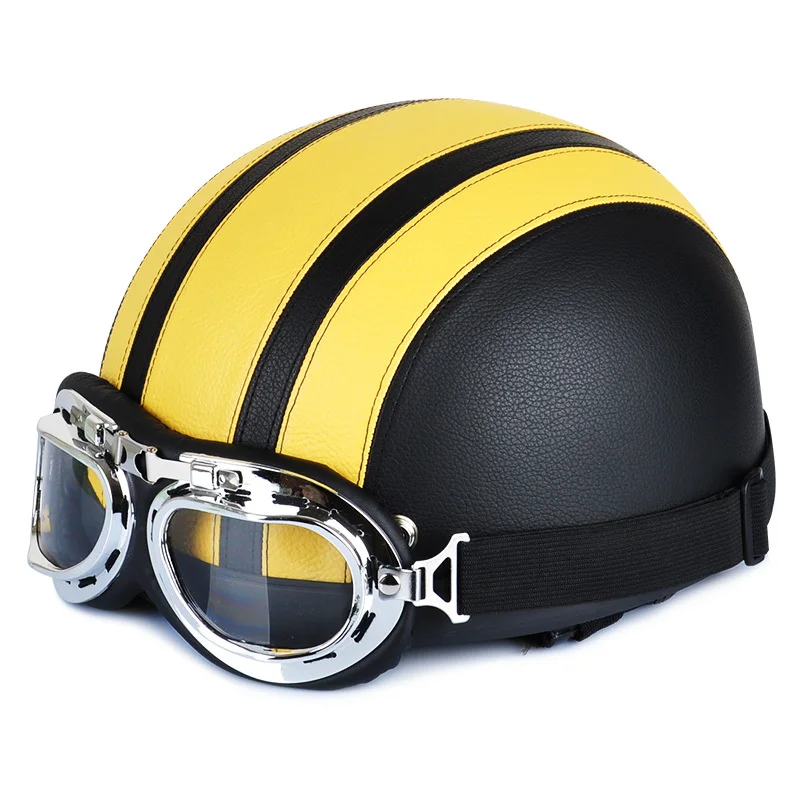 Пузырьковый козырек для полулицевого шлема флип-ап мотоциклетный шлем козырек щит Ретро КАСКО очки каск объектив BV03 - Цвет: yellow Harley helmet