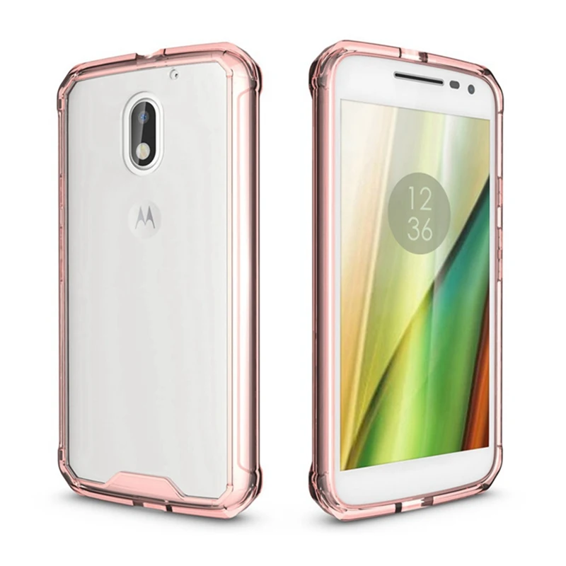 

Hybrid Shockproof Cover Air Cushion TPU Frame Case With Crystal Clear Back Panel Slim Sleeve Shell For Motorola Moto E3 5inch
