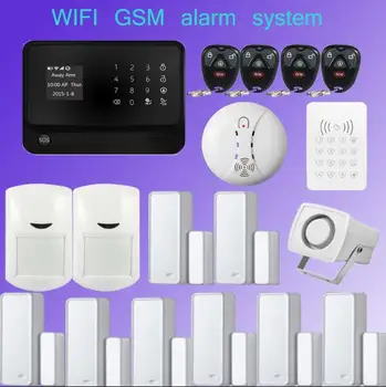 

G90B touch panel gsm wifi burglar alarm home security system with keypad arm disarm / APP control motion detection sensor